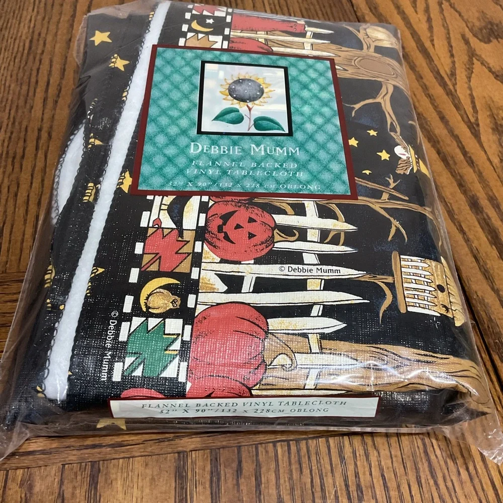 Debbie Mumm Spooky Halloween Tablecloth with Pumpkins 🎃 Cats 🐈‍⬛ Owls 🦉Stars